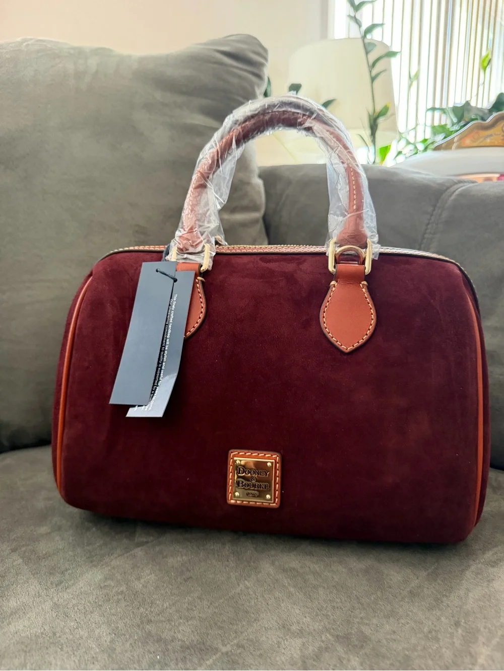 Dooney & Bourke Burgundy Suede Satchel